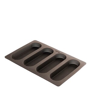 Lékué Silikonform för mini baguette 4 hål brun