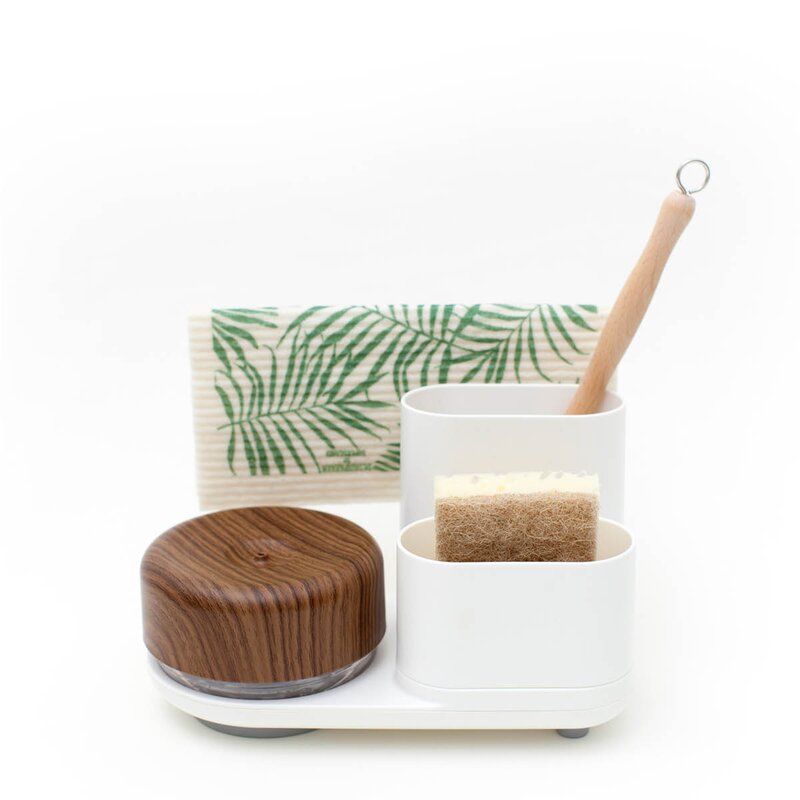 Bosign Do-Dish diskmedelspump & diskställ 16 cm mörkt trä