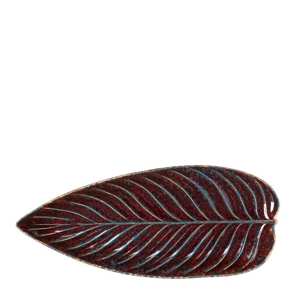 Costa Nova Riviera Löv Serveringsfat Avlångt 40x17 cm Granatröd/Svart