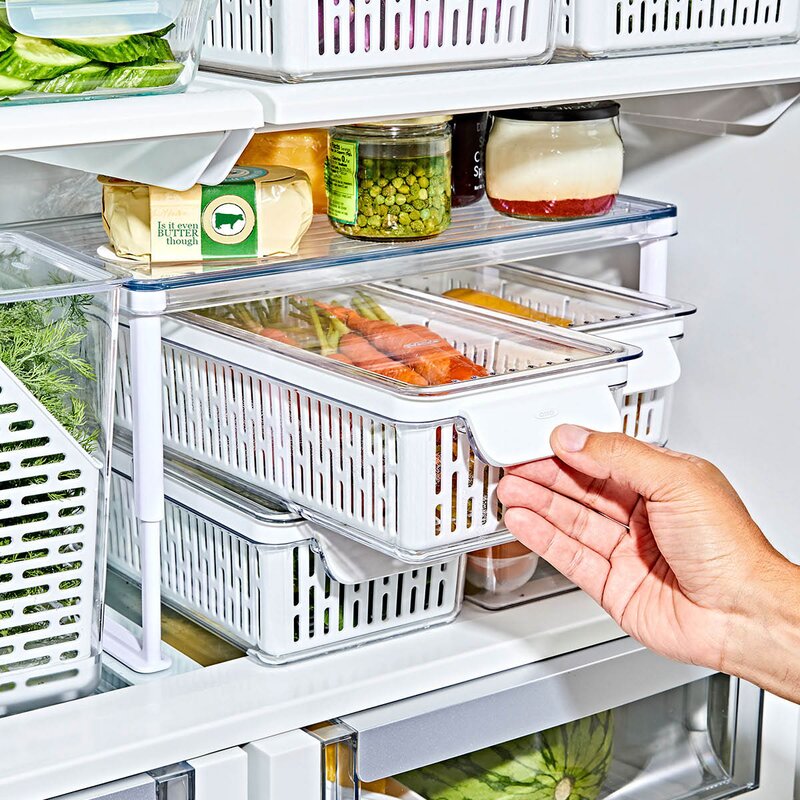 Oxo Förvaringslåda för kylskåp 37x9,5 cm klar/vit