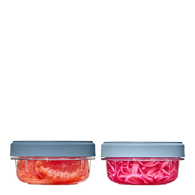 Oxo Twist & Stack förvaringsburk 35,5 cl 2-pack med lock klar/blå