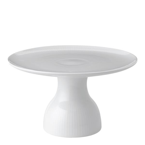 White Fluted Tallrik på fot 20 cm Vit