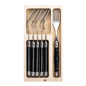 Laguiole Style de Vie Grillbestick gaffel 22 cm 6-pack Svart