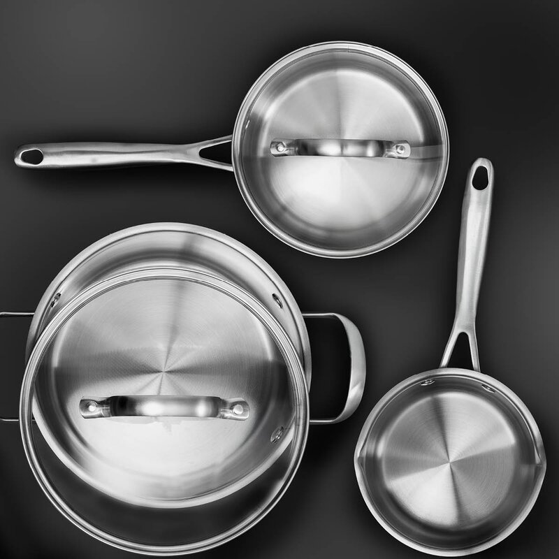 Anders Petter Stenfors kastrullset 3 delar 1/2/3 L med glaslock recycled matt