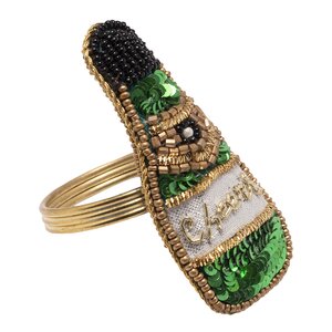 Vondels Autumn Elegance servettring champagneflaska 7 cm grön/guld
