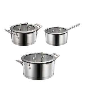 Modern House Geo grytset 3 grytor med lock 1,5L/3L/4L borstat stål