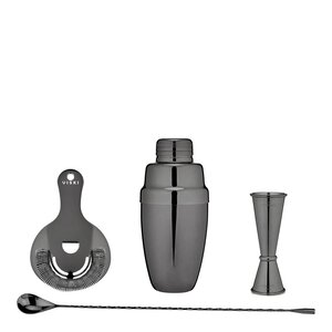 Viski Mixologist barset med 4 delar gunmetal