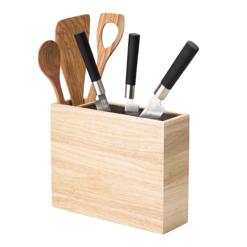 Continenta Knivblock med redskapsfack gummiträ
