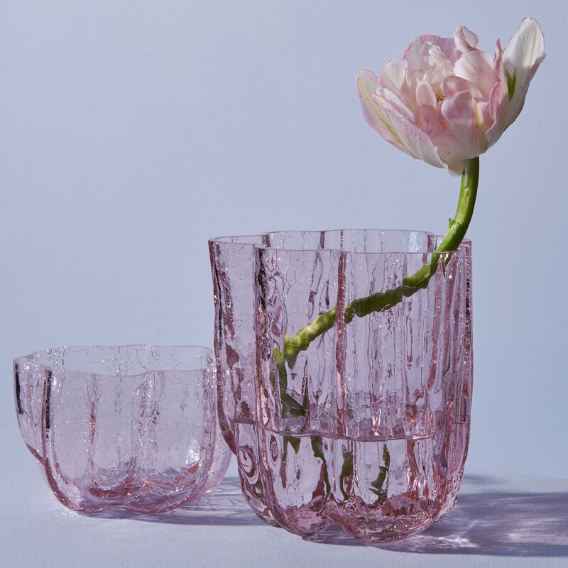 Kosta Boda Crackle vas 12 cm rosa