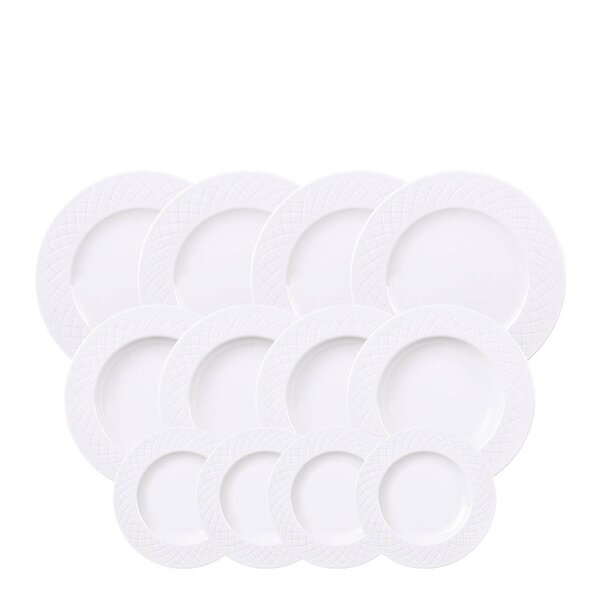 Tramontina Ingrid tallriksset 12 delar tre olika storlekar vit