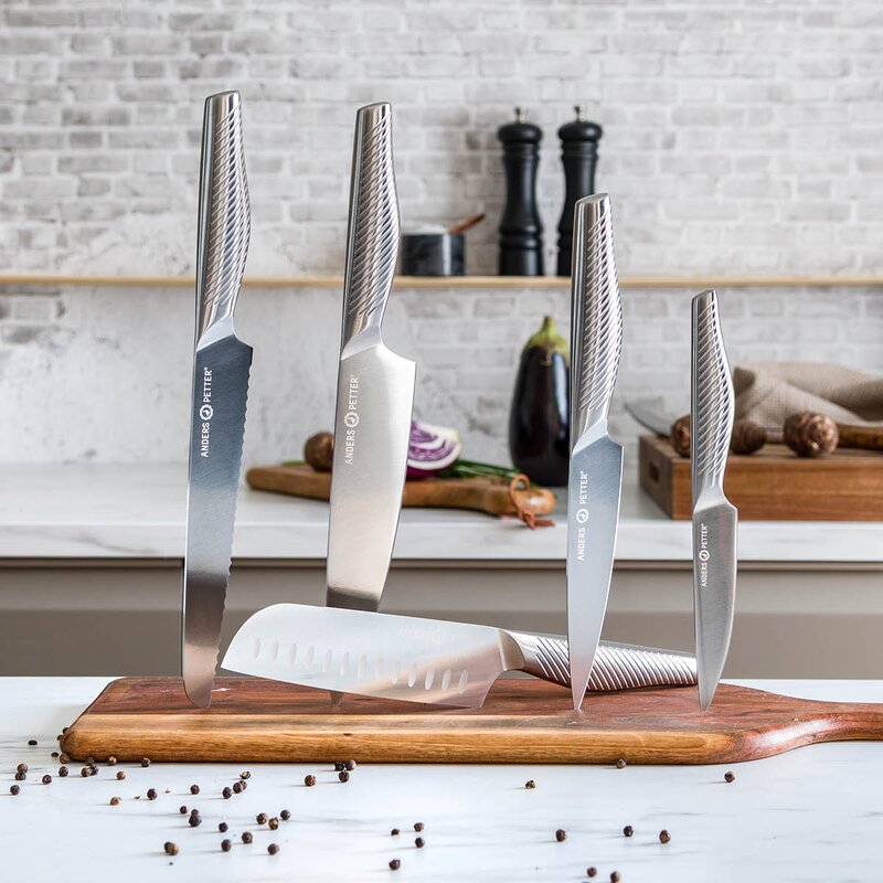 Anders Petter Knivset 5 delar Rostfritt stål 