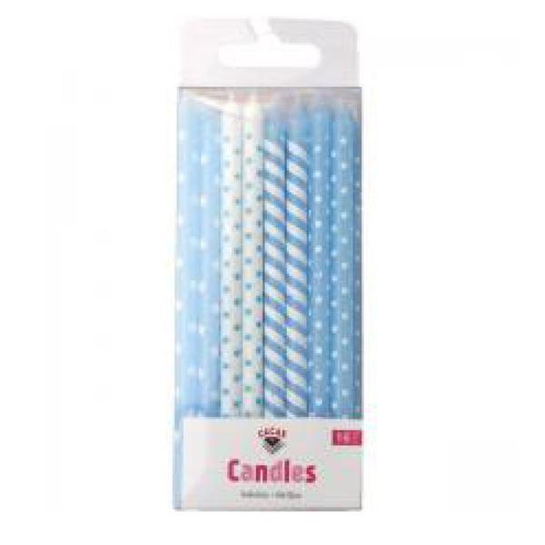 Cacas Tårtljus 13 cm 16-Pack Ljusblå/Vit