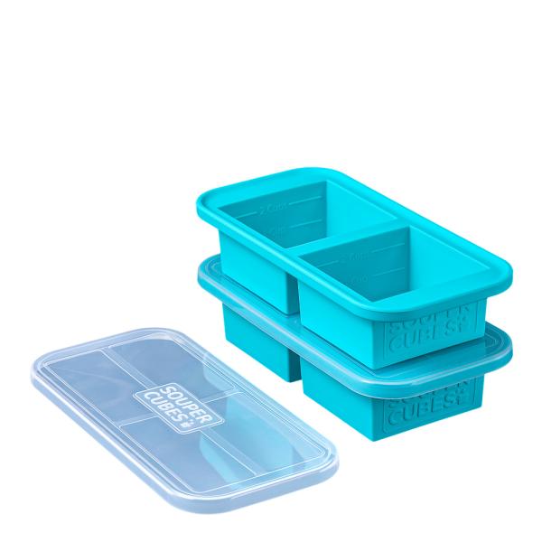 Souper Cubes Matförvaring och Lock Silikon 2-cup 2x500 ml 2-pack Blå