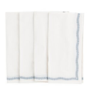Chamois White Embroidery servetter 50x50 cm 4-pack dusty blue