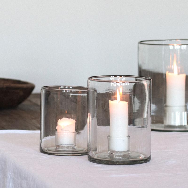 Tell Me More Luna blockljus M 4x15 cm vit