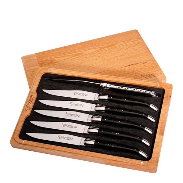 Laguiole en Aubrac Stekkniv 6-pack Ebenholts