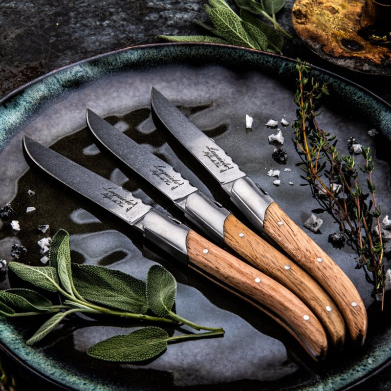 Laguiole Style de Vie Grillbestick kniv 22 cm 6-pack Oak Stonewash