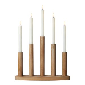 Markslöjd Miila trådlös adventsljusstake 5-armad betsad brun