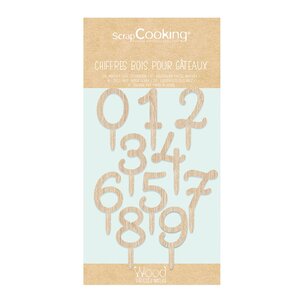 ScrapCooking Tårtdekoration siffror 0–9 trä 10-pack