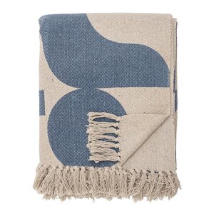 Bloomingville Agno pläd 160x130 cm blå/vit