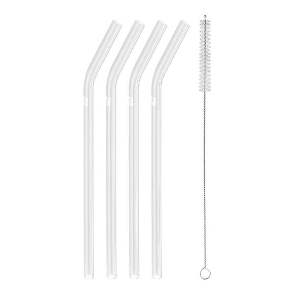 Sorrento Glassugrör Vinklade 4pack+Borste Transparent