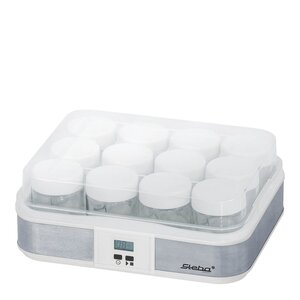 Steba Yoghurtmaskin JM2 2,5 L med glasbehållare 12-pack rostfritt stål/vit