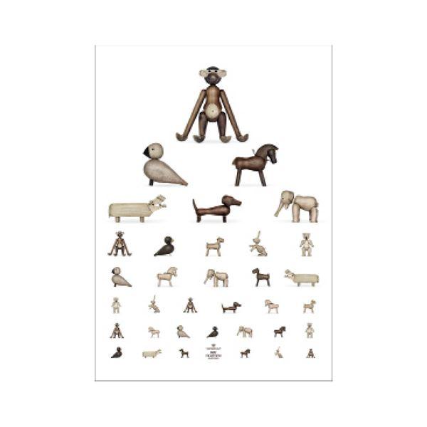 Galleri poster djur 30×40 cm vit/brun