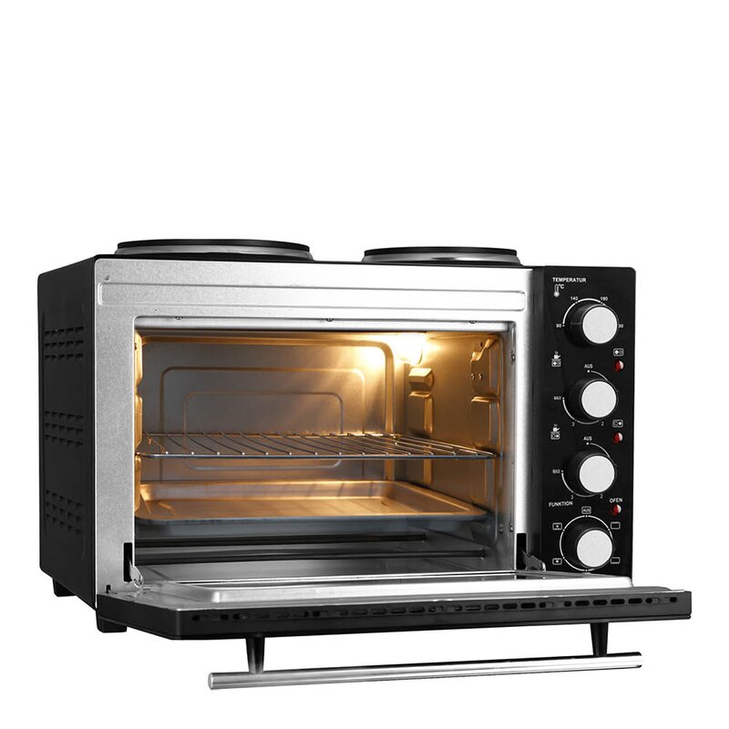 EMERIO Ugn med två kokplattor 3200W 32 L svart